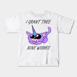 Unicorn Kitty Grants 9 Wishes Kids T-Shirt